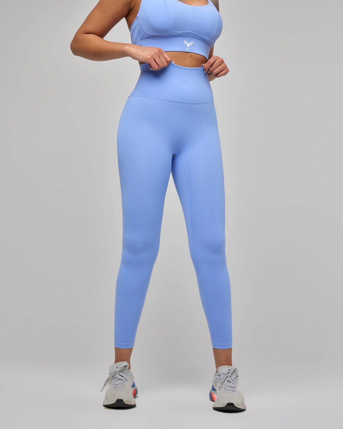 Women's Blue Solid Nylon Activewear Legging